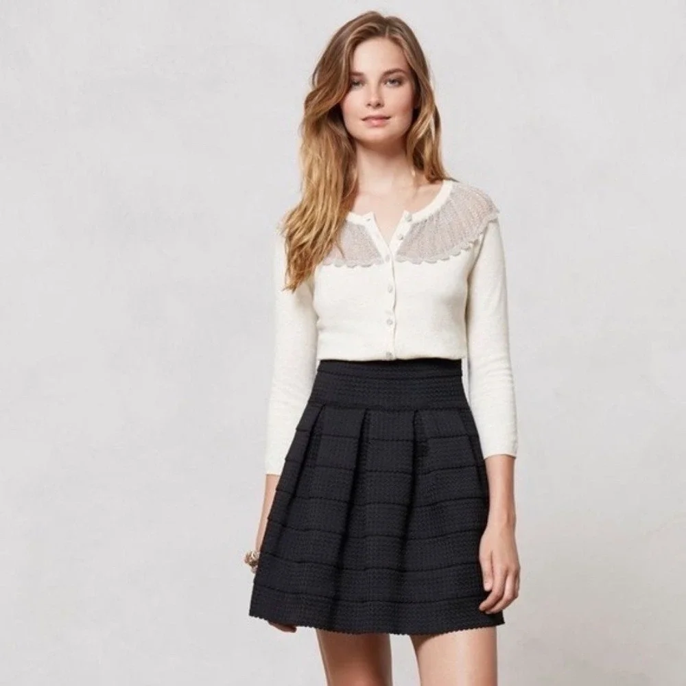 Anthropologie GIRLS FROM SAVOY Black‎ Ponte Bell Skirt Mini Preppy X-Small Small